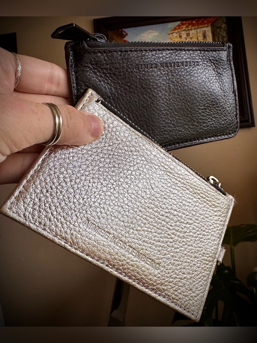 Lot Of 2 Set Wallets Leather Aimee Kestenberg Silver Black